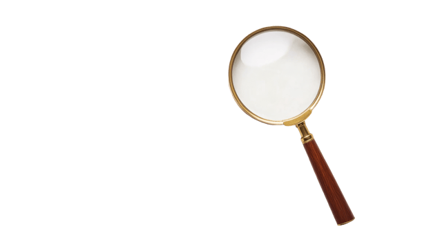 Magnifying glass with wooden handle, isolated, cut out transparent png