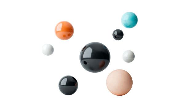 Glossy Colorful Spheres Floating in Space, Cut Out Transparent png
