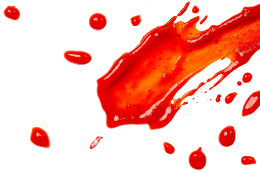 Red liquid splash with droplets on a transparent background png