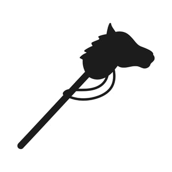 Black Silhouette Icon of Toy Horse on a Stick Isolated on White Background vector