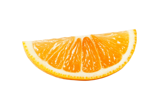 Bright orange slice, citrus fruit details, juicy and fresh, cut out transparent png