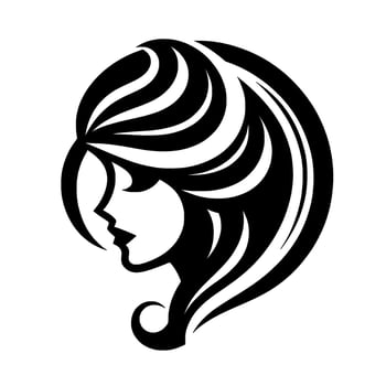 Elegant silhouette of a womans profile with flowing hair a black and white illustration vector