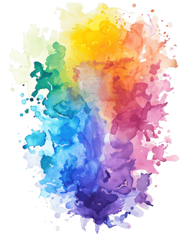 colorful abstract painting showcasing the beauty of the rainbow and creative art with ink splash. This image will evoke imagination in viewers. png