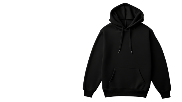 Black cotton hoodie with hood, unisex fashion apparel, cut out transparent png