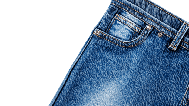 Denim Jeans Front Part with Pocket Detail and Belt Loops, cut out transparent png