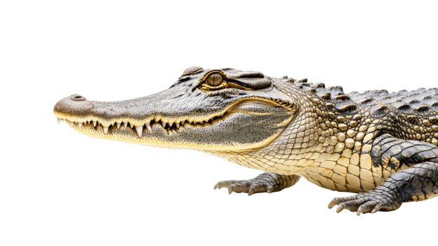 Alligator portrait, sharp teeth, wildlife reptile animal, cut out transparent png