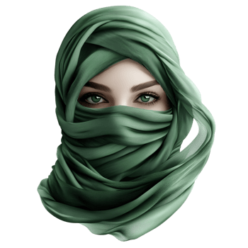 Confident Woman In Green Head Cover Transparent Background png