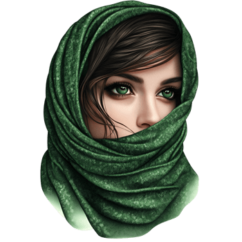 Elegant Female Wearing Green Scarf Transparent Background png