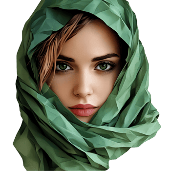 Stylish Lady With Green Head Wrap Transparent Background png