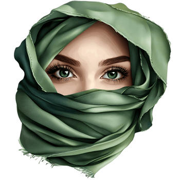 Beautiful Woman Wearing Green Head Scarf Transparent Background png