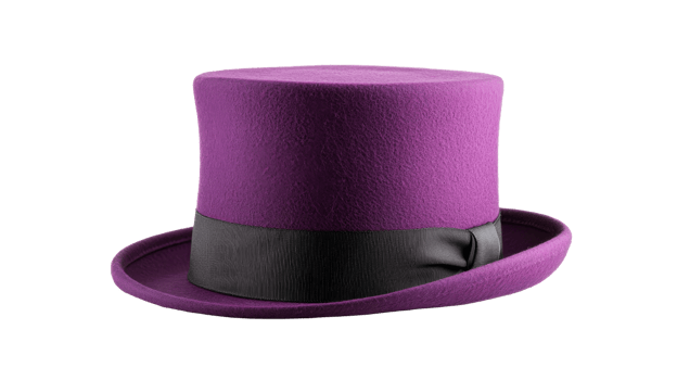 Purple top hat with ribbon, cut out transparent png