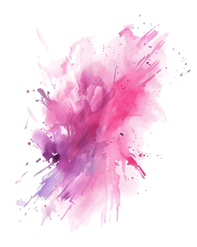 vibrant abstract composition features an explosion of pink and purple watercolor paint, creating a dynamic and artistic visual. png