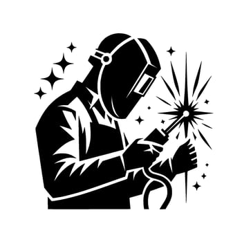 Bold silhouette a welding artisan in action, sparks fly amidst the intense heat, capturing professionalism. vector