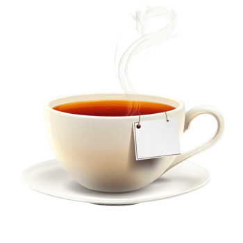 Minimalist White Cup of Hot Tea with Steam and Tea Bag for Morning Refreshment png
