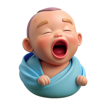 dramatic vintage Yawning newborn baby exclusive png