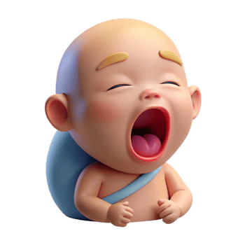 dramatic traditional Yawning newborn baby 4K png