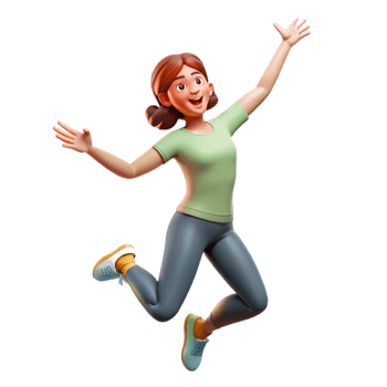 stunning modern Excited young woman jumping original png
