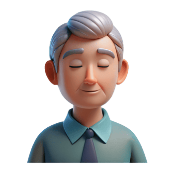 extraordinary classic Resigned senior man with closed eyes authentic png