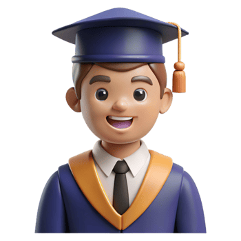 serene contemporary Graduate student wearing a cap and gown high quality png
