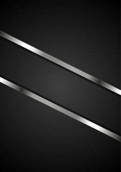 Abstract black background with metallic stripes vector