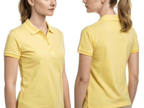 stylish polo shirt template in vibrant yellow color showcases modern fit and versatile design perfect for casual or professional settings png