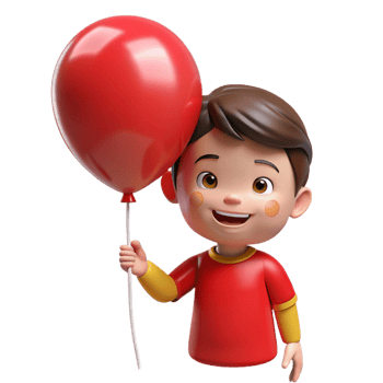 magnificent traditional Happy child with bright red balloon, professional png