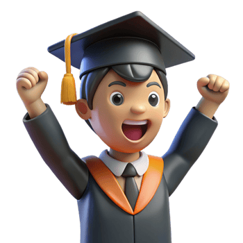 stunning minimalist Excited graduate in a graduation cap and gown, exclusive png