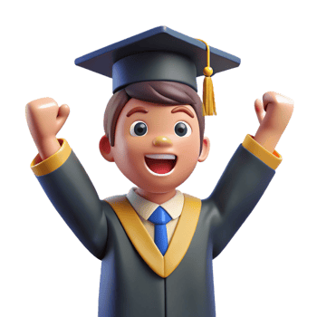 extraordinary creative Excited graduate in a graduation cap and gown, 4K png