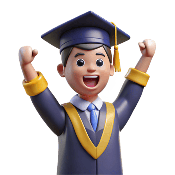 serene rustic Excited graduate in a graduation cap and gown, professional png