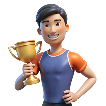 impressive classic Proud athlete holding a trophy, premium png