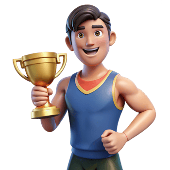 stunning rustic Proud athlete holding a trophy, detailed png