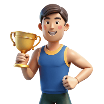vibrant minimalist Proud athlete holding a trophy, authentic png