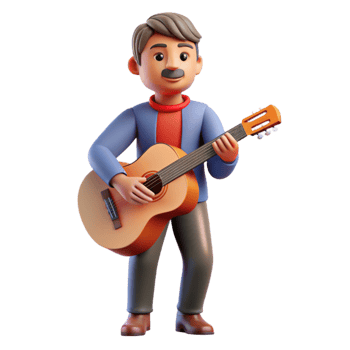 wonderful creative Determined musician with a guitar, professional png
