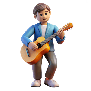 extraordinary rustic Determined musician with a guitar, authentic png