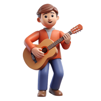 wonderful minimalist Determined musician with a guitar, 4K png