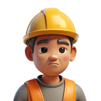 extraordinary vintage Tired construction worker in hard hat, 4K png
