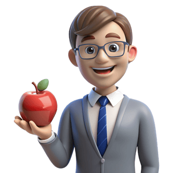 stunning vintage Happy teacher with an apple, original png