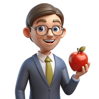 extraordinary creative Happy teacher with an apple, detailed png