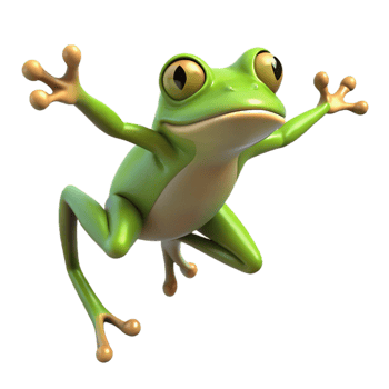 stunning minimalist Leaping frog with extended legs, original png