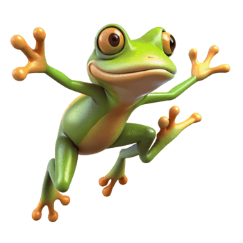 stunning minimalist Leaping frog with extended legs, high quality png