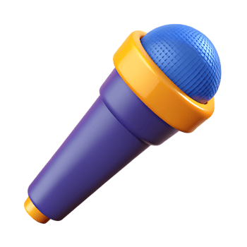 Vibrant 3D Microphone Render with Blue Head and Purple Body png