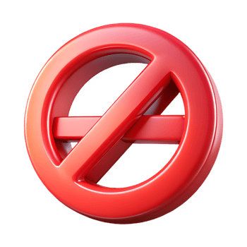 Prohibition Sign, Red Restriction Icon, 3D Rendering, Represents Denial and Prevention png