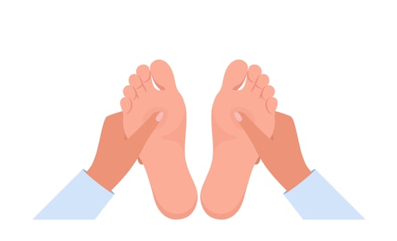 Foot massage concept. Foot spa at home or beauty salon for blood circulation. Health care and body relaxation. illustration. vector