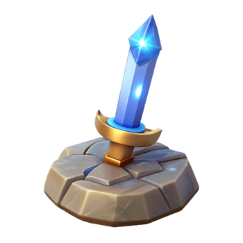 serene traditional A gleaming magic sword, embedded in a stone, high resolution png