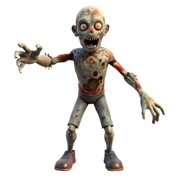elegant vintage A terrifying zombie, rotting flesh, outstretched arms, detailed png