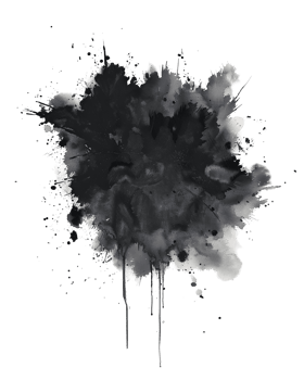 dynamic abstract representation of a black ink cloud exploding in a stunning display of artistic chaos and contrast. png