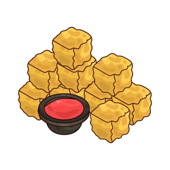 fried tofu illustration vector
