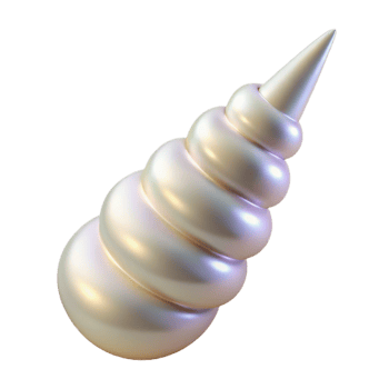 dramatic artistic A realistic rendering of a unicorn horn, spiraled and pearly white, detailed png