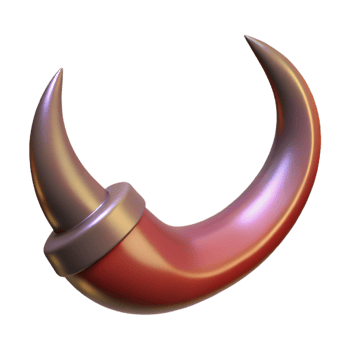 extraordinary rustic A realistic rendering of a demon horn, curved and sharp, original png