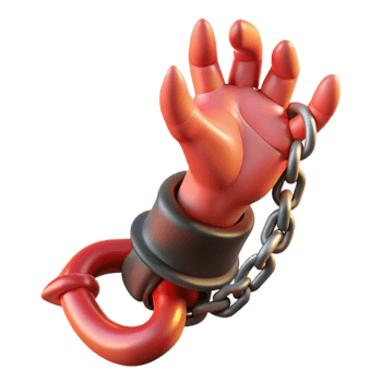 magnificent minimalist A realistic rendering of a chained demon hand reaching out, original png